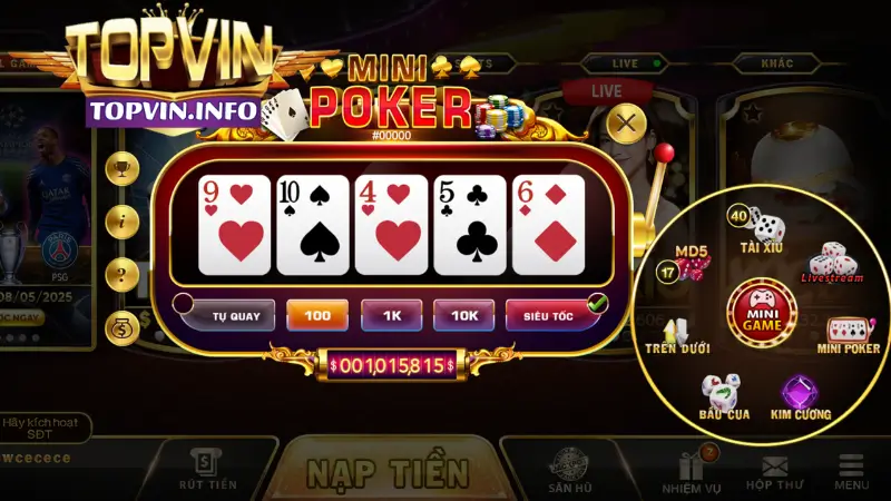 Các trò chơi hấp dẫn tại sảnh Mini game Topvin