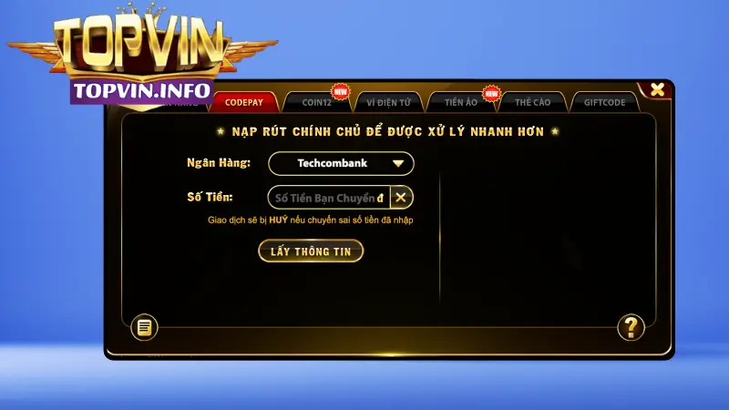 Hướng dẫn nạp tiền Topvin nhanh nhất