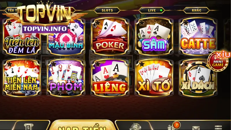 Những tựa game bài Topvin hấp dẫn nhất